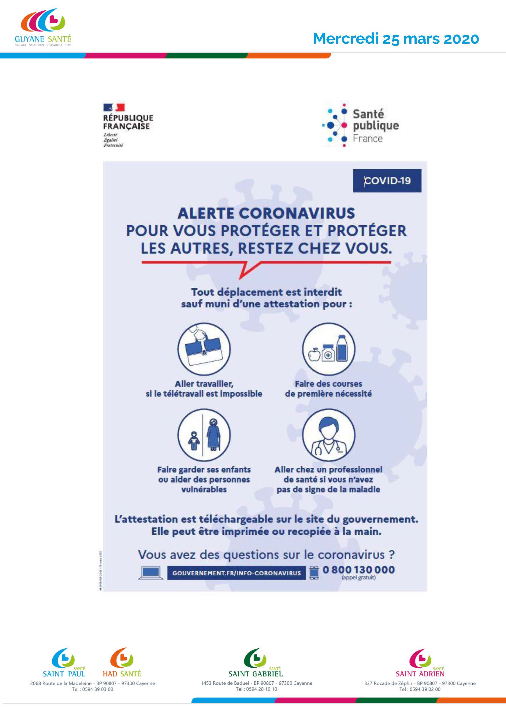 Bulletin d’informations lié à la situation sanitaire en Guyane.